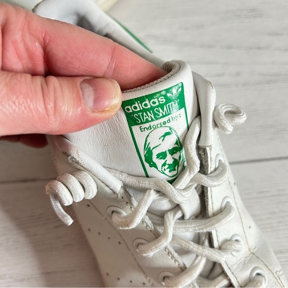 Adidas Stan Smith Size 3 Youth Low White Green No Tie Laces Kids - Picture 4 of 8